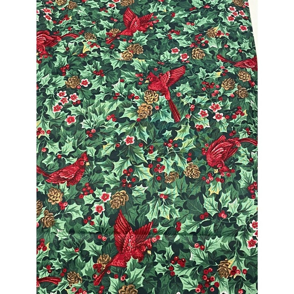2 Yards 44x72” Cranston Quilt Fabric Pine Cones Berries Cardinals Christmas